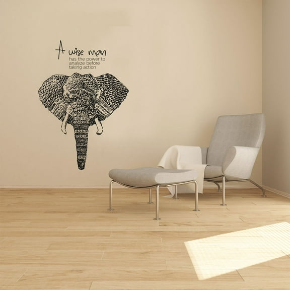 Wise Man Elephant Motivation Quote Animal Animals Life Quotes Wall Sticker Art Decal for Girls Boys Room Bedroom Nursery House Fun Home Decors Stickers Wall Arts Vinyl Decoration Size (20x14 inch)