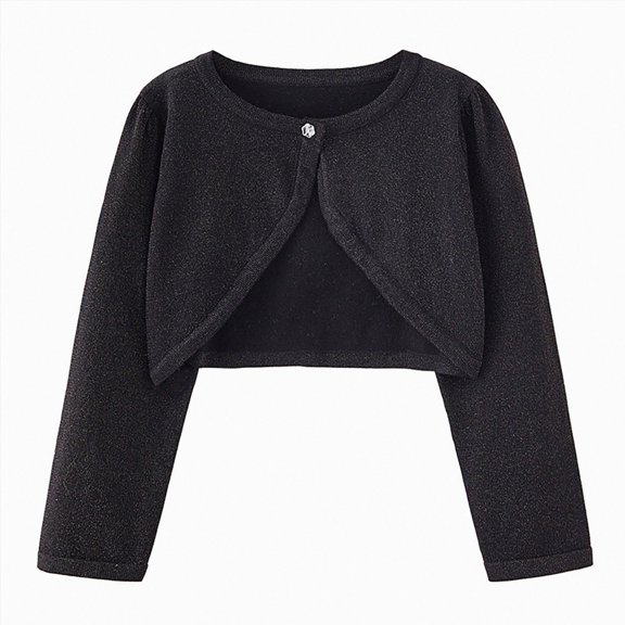 WXFAZCVU Girls Cardigan Long Sleeve Knitted Sweaters Button Cropped Jacket Cover Up Tops Size 9-10 Years
