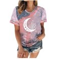thumbnail image 1 of Camiseta con estampado de sol y luna para mujer, camiseta de manga corta con cuello redondo, camiseta informal divertida y bonita para chica adolescente OAVQHLG3B Store  lin121212, 1 of 4