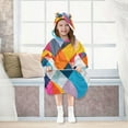 thumbnail image 7 of FORMRS Wearable Blanket Hoodie with Sleeves for Kids Cozy Flannel Sweatshirt, Colorful Triangles, 7 of 7