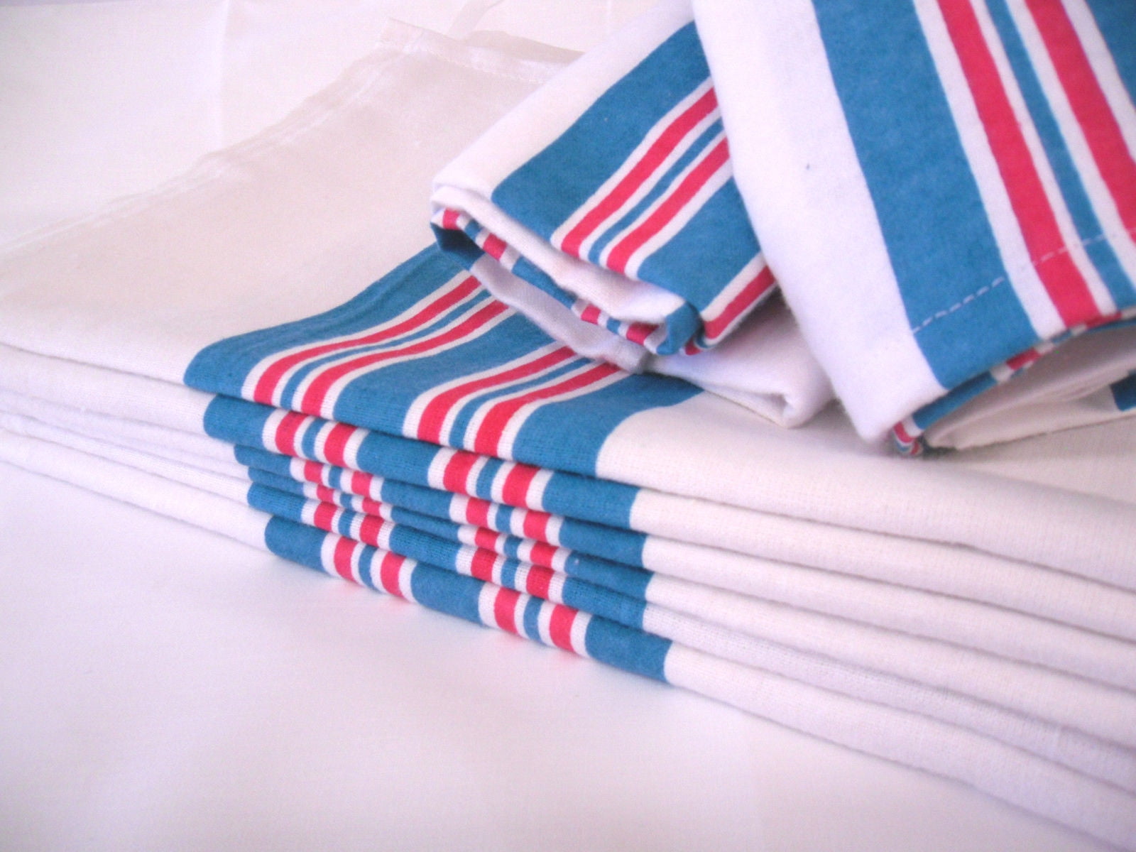PERSONAL TOUCH HEALTH CARE APPAREL Cotton Blue and Pink Striped Receiving Blankets (6 Count)