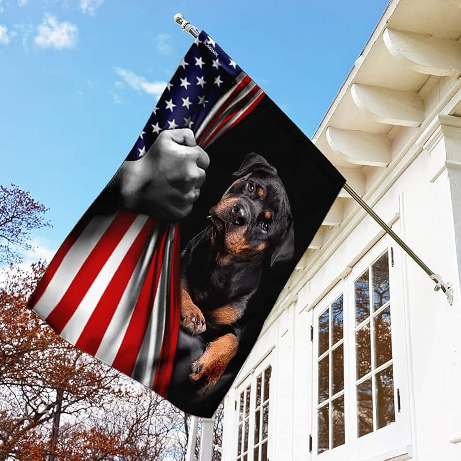 American Flag - Rottweiler Dog Lover American US Flag, 4th of July Decorations for Inside, Outside, Garden Flag USA Flags Premium Polyester, Decorative Indoor Outdoor Flag