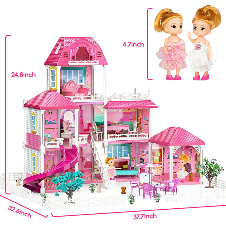 Hot Bee Kids Doll Houses Set for Girls 4-6, Luxurious Dreamhouse  Three-Story Villa with Two Dolls, Creative Christmas Gifts for Girls 3 4 5  6 Kids