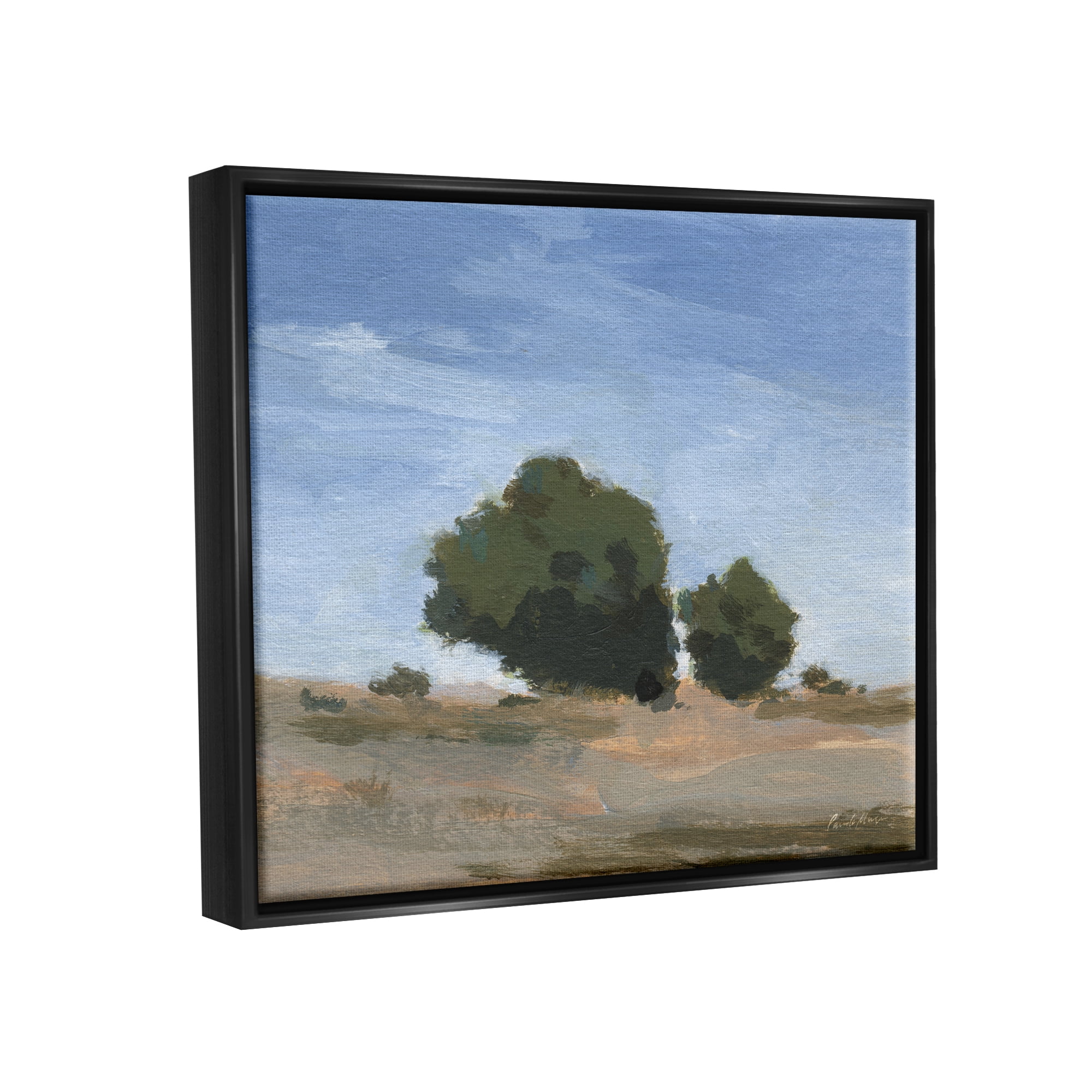 Stupell Industries Blue Sky Landscape Nature Painting Black Floater Framed Art Print Wall Art, 31 x 25