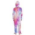 thumbnail image 3 of Soft Big Kids Onesie Pajamas Cozy Loose-Fit Jumpsuits for kids with Pockets for Christmas Lounge & Play Pink and Blue Tie-dye Pattern, 3 of 8