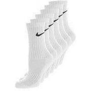Dri-Fit Classic Cushioned Crew Socks 6 PAIR White with Black Swoosh Logo) LARGE