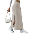 thumbnail image 1 of Falda Larga de Punto Informal con Abertura Lateral y Cintura Alta para Mujer, Cómoda y Ajustada. Albaricoque M, 1 of 9