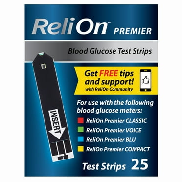 ReliOn Premier Blood Glucose Test Strips, 25 Count