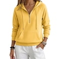 thumbnail image 2 of Womens Raglan Hoodies Half Zip Up Drawstring Long Sleeve Sweatshirts Fall Loose Casual Hooded Sweatshirts with Pocket, L, 2 of 6
