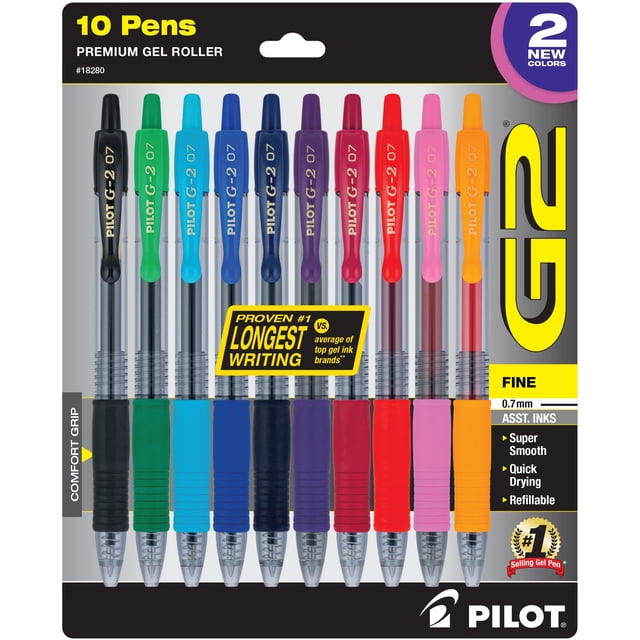 Bolígrafos de gel PILOT G2, edición limitada, tinta Harmony, 0,7 mm, paquete de 10