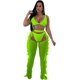 thumbnail image 3 of Conjuntos de 2 piezas de malla transparente con perlas y cuentas, mono, top corto y pantalones largos con volantes calados, 3 of 5