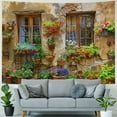 thumbnail image 4 of Creowell Tuscany Tapestry Italy Old Stone Wall Flowers Windows Tapestry Decor Wall Hangings Large Tapestry for Bedroom Living Room Dorm Man Cave 60x50inch, 4 of 6