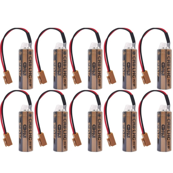 10 PCS CR8-LHC 3V 2600mAh Replacement Lithium Battery for Fuji CR8-LHC PLC Controller Backup Battery