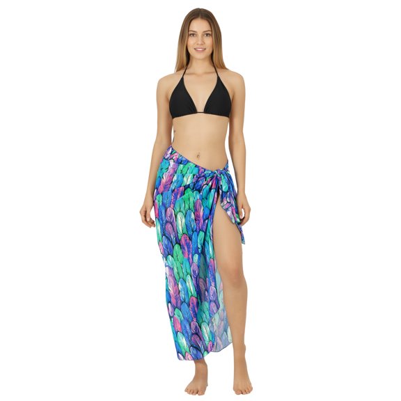 LA LEELA Women's Bikini Beach Wrap Swimwear Cover up Bathing suit Summer Wraps Swimsuit Sarong Skirts for Women One Size Lapis, Leaves