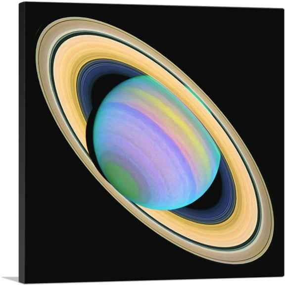 ARTCANVAS Hubble Telescope Ultraviolet Planet Saturn Canvas Art Print - Size: 18" x 18" (0.75" Deep)