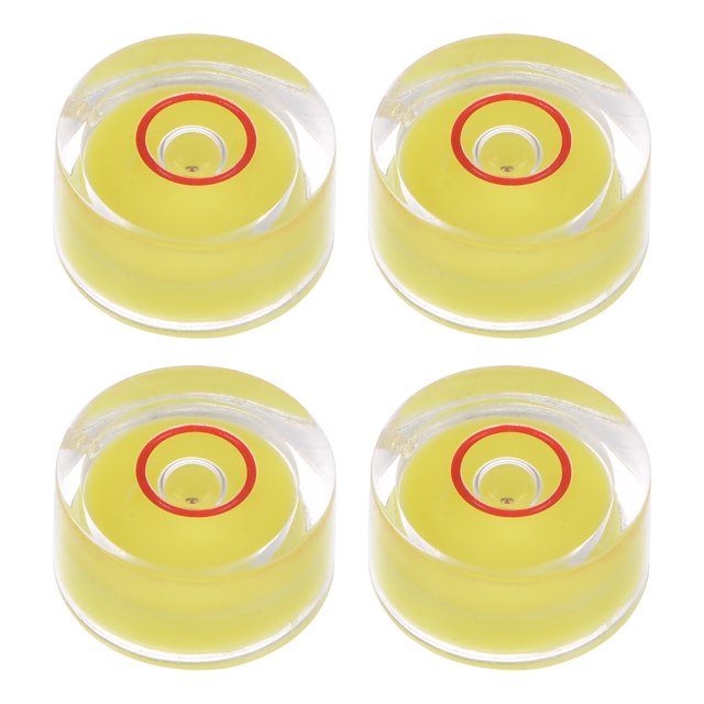 Unique Bargains 4 Packs Round Bubble Level 12x6mm Mini Circular Bullseye Spirit Levels for Leveling Camera Tripod Telescope, Yellow