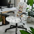 thumbnail image 2 of HELLHERO Rabbit Tulip Print Desk Chair Cover, Washable Elastic Band High Back Chairs Slipcover, Decorative Office Seat Cover, 2 of 7