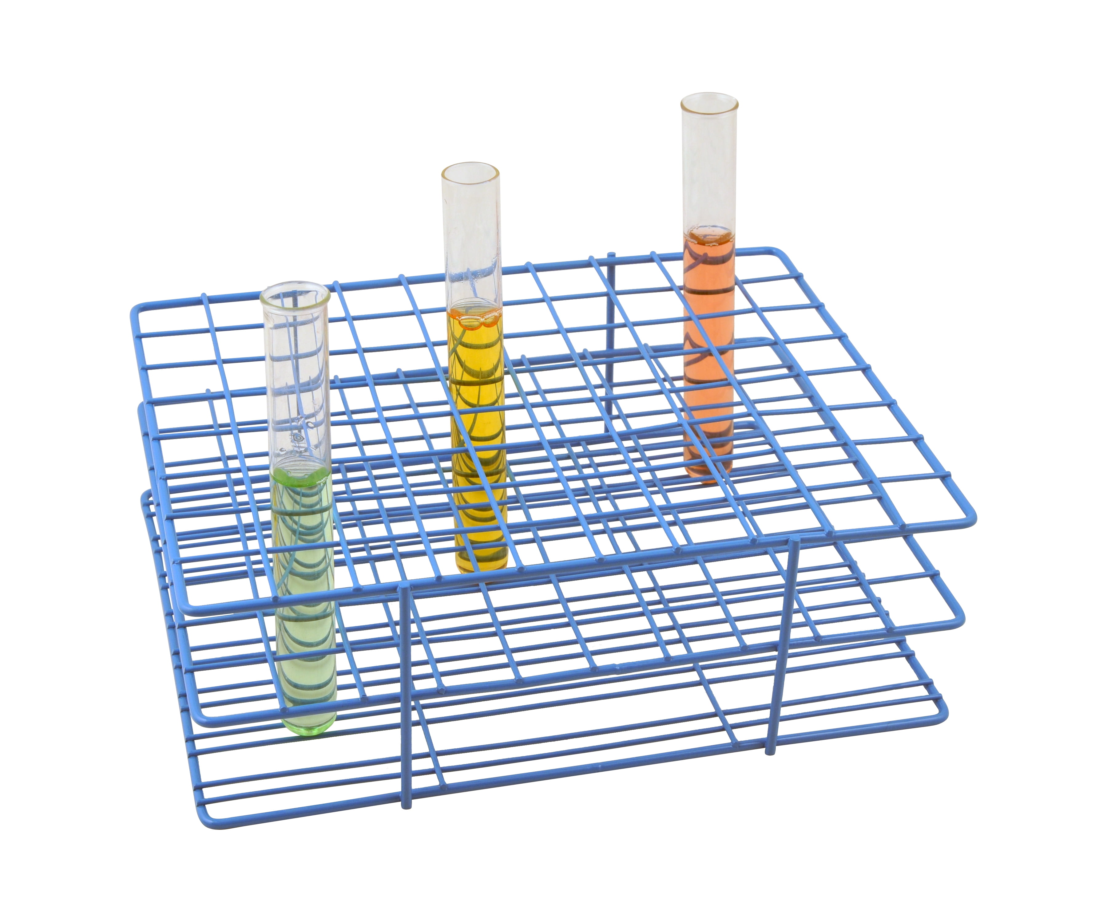 Blue Epoxy Coated Steel Wire Test Tube Rack, 80 Holes, Outer Diameter