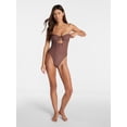 thumbnail image 3 of No Boundaries Polka Dot Tie Front Bandeau One Piece Swimsuit, Women's XXS-XXL, 3 of 6