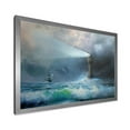 thumbnail image 2 of Lighthouse Shining Light During Stormy Clouds Night II 20 in x 12 in Framed Painting Canvas Art Print, by Designart, 2 of 4