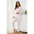thumbnail image 3 of LYCY 100% Cotton Women Pajama Set, Soft Cute Button up Long Sleeve Sleepwear Pjs Set(Light Pink,M), 3 of 6