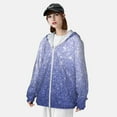 thumbnail image 5 of Goofa Glittering Blue Purple Printed Women's UPF 50+ Sun Protection Hoodie Jacket Lightweight Long Sleeve Sun Shirt for Women with Pocket Hiking Outdoor-Small, 5 of 9