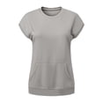 thumbnail image 6 of Turilly Womens Relaxed Fit Round Neck Tees Women's Front Kangaroo Pocket Detail Short Sleeve Sweatshirt Tops In Fabric, 6 of 6