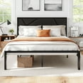 thumbnail image 3 of Amolife Queen Size Metal Platform Bed Frame with Faux Leather Headboard, Black, 3 of 10