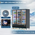 thumbnail image 6 of Commercial Display Refrigerator 56.6 Cu.Ft 3 Glass Door Beverage Cooler with Soft LED Lighting, 8 Heavy-Duty Castors,Upright Beverage Fridge with Fan Cooling Perfect for Restaurants, Convenience Store, 6 of 7