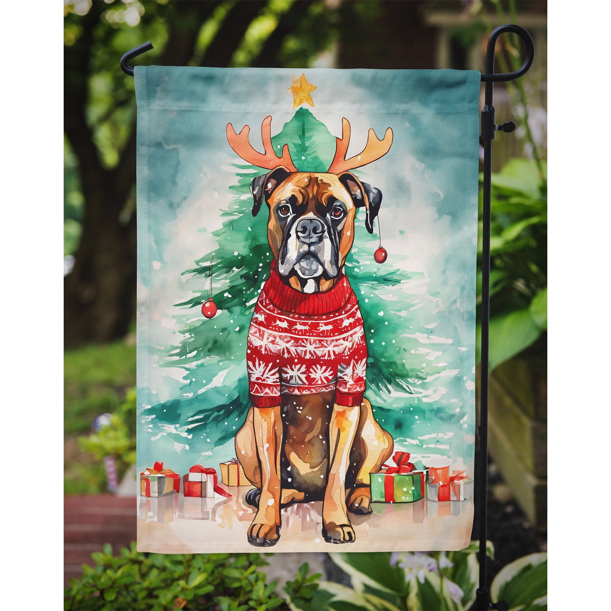 Boxer Christmas Garden Flag 11.25 in x 15.5 in