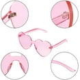 thumbnail image 6 of 2 Pieces Heart Shape Rimless Sunglasses Transparent Candy Color Frameless Glasses Love Eyewear for Women - Pink, 6 of 7