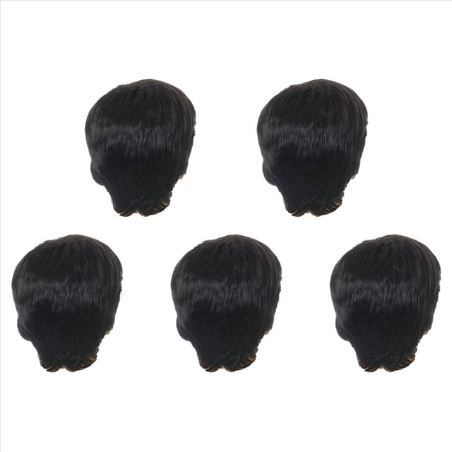 5X Peluca de Moda Peluca SintéTica Recta Corta Negra Masculina para Hombres Pelucas de PeluquíN Negro Natural Realista para Hombres