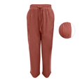 thumbnail image 2 of Women's Fashion Casual Color Elastic Waist Cotton and Linen Casual Pants, 2 of 6