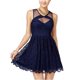 thumbnail image 1 of City Studio Vestido recto de encaje ajustado y acampanado para mujer, azul, 11 City Studio Cambio, 1 of 2