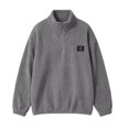 thumbnail image 4 of Fmbrln Mens Corduroy Quarter Zip Sweatshirt Stand Collar Long Sleeve Solid Color Shirts Fall Winter Fashion Pullover Tops with Chest Patch Label Gray 3XL, 4 of 5