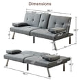 thumbnail image 6 of 66.1" Modern Sofa Bed, Linen Lounge Couch Futon Couch with 2 Cup Holders and 4 Metal Legs, Convertible Daybed Folding Recliner Sleeper Loveseat, 6 of 6
