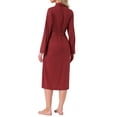 thumbnail image 3 of INSPIRE CHIC Women Robe Long Sleeve V-neck Bathrobe Knit Kimono Long Loungewear Lightweight Sleepwear with Side Pockets M Wine Red, 3 of 5