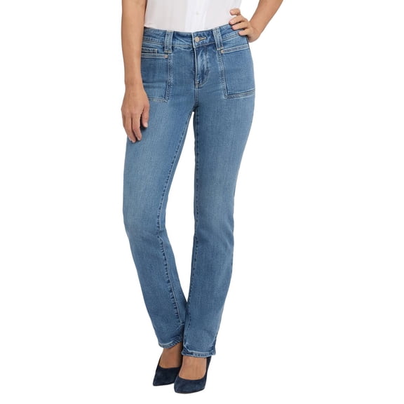 NYDJ womens Petite Marilyn Bastille Sea Straight Leg Jean, 00P, Blue