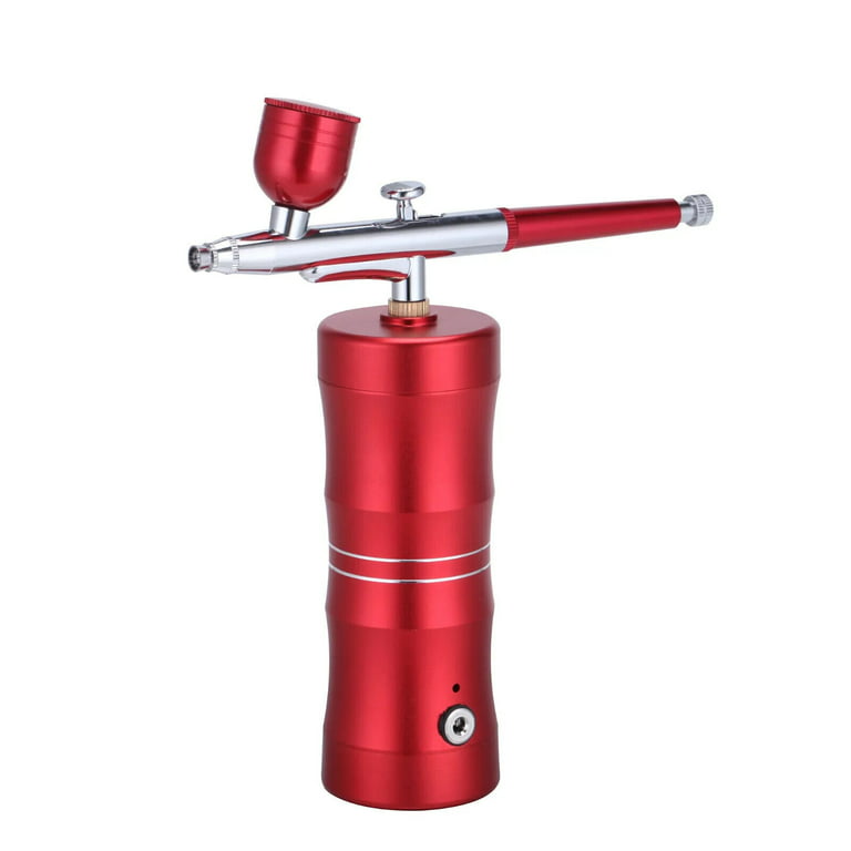 Portable Air Compressor Kit Air-Brush Paint Spray Gun Nail Tattoo Art  Airbrush（red） 