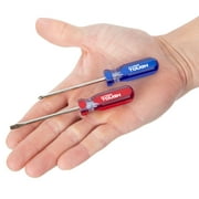 Hyper Tough 2-Piece Acetate Handle Mini Pocket Screwdriver, 4 1/2-inch Screwdriver Set, Includes 1 Phillips & 1 Flat Head