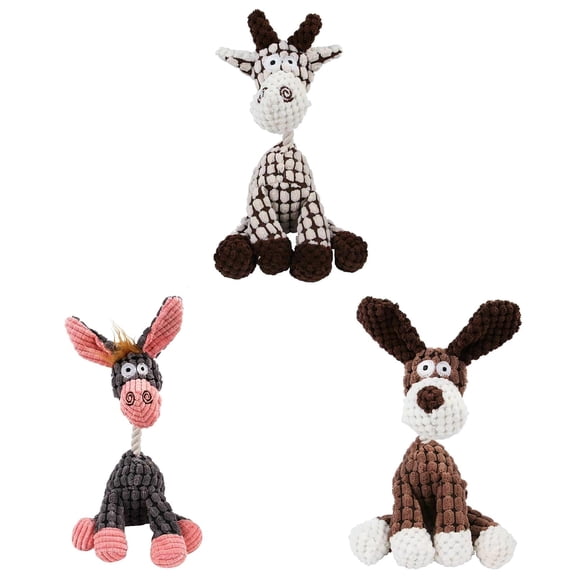 SeekLGT Plush Dog Toy Squeaky Stuffed Animal Chew Toy for Small to Medium Dogs, Lambchop & Duck Design