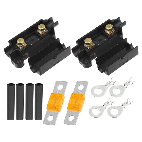 Unique Bargains 2 Set 40 Amp ANS Fuse Holder for Dual Battery System Tube Terminals Pre Cut Heat Shrink Sleeving