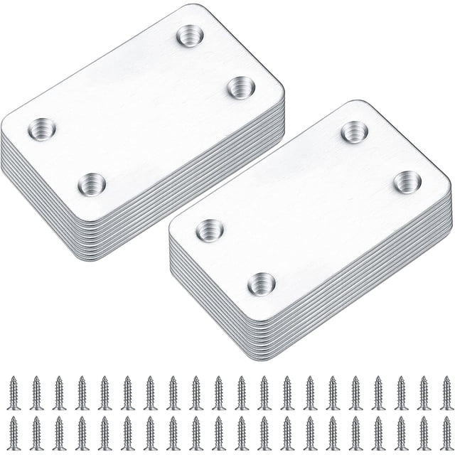 20 piezas (38x60 mm)Placas de reparación rectas planas, soporte de placa plana, placas de reparación de conexión plana, soportes de tirantes, placa de unión, fijación de placa de reparación de muebles