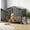 Oak Gray, variant on Amlancher 31" Dog Crate Furniture, Heavy Duty Wooden Dog Kennel Indoor with 360° Wheels & Feeding Window, Elevated Roof Cabin Style Dog House for Small Dogs, Rustic Brown