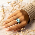 thumbnail image 1 of Clearance!Turquoise 2 Piece Ring, Ocean Blue Enamel Wave Ring, Set Of 2 Stackable Rings Inspirational Turquoise Ocean Square Crystal Ring Jewelry for Women Girls, 1 of 6