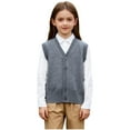 thumbnail image 4 of HAOTAGS Boys V - neck Knitted Sweater, Comfortable Knitting Cotton Solid Color School Uniform Vest Gray 13-14 Years, 4 of 8