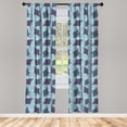 thumbnail image 2 of Ambesonne Nautical Curtains, Ocean Waves Stingrays Art, Pair of 28"x95", Pale Blue Grey and White, 2 of 4