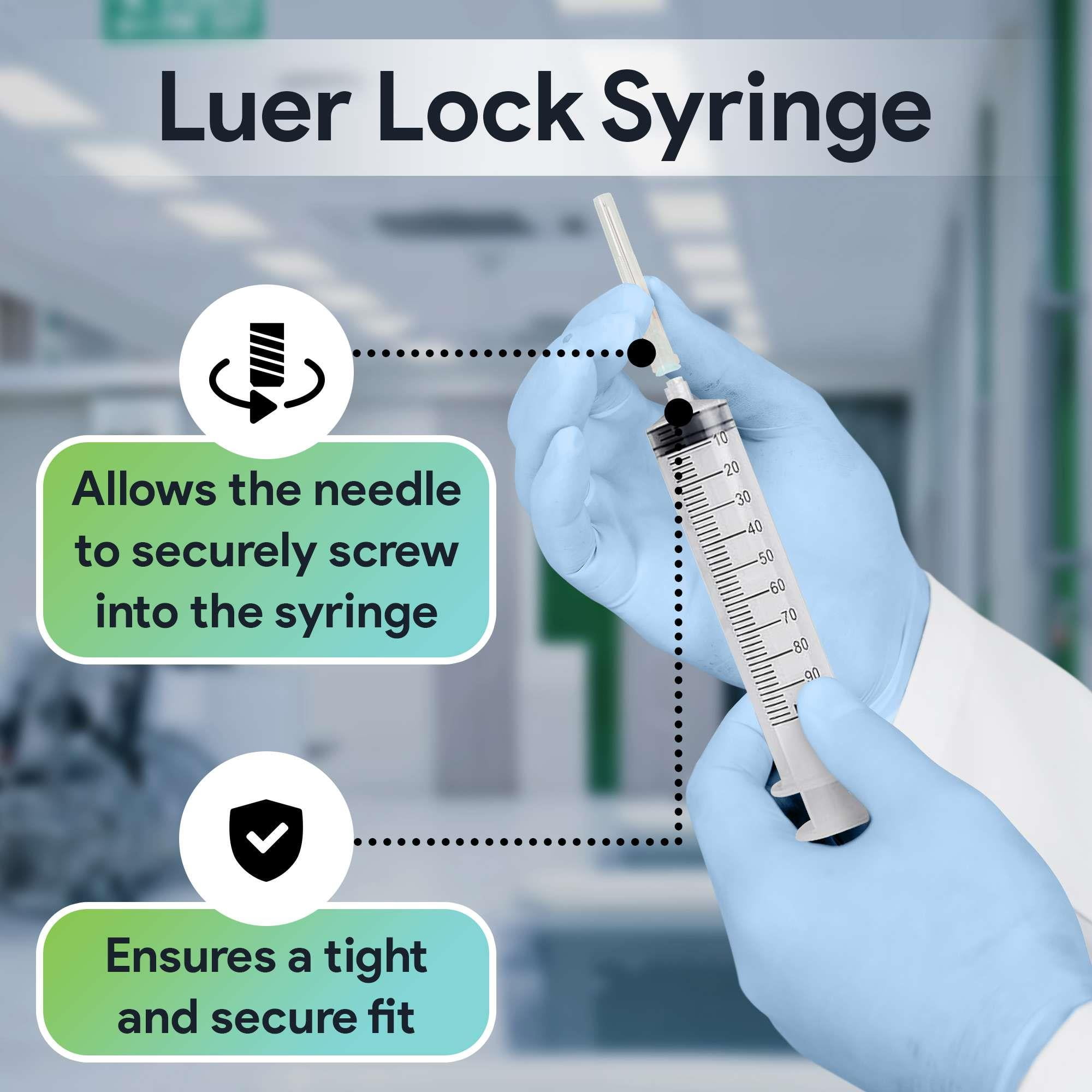Sterile Luer Lock Syringes 5cc Without Needle - 100 Pack By MN Health