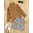 thumbnail image 3 of FOCUSNORM Baby Girl Knitting High Neck Tops Sweater Plaid Buttons Half Dress, 3 of 9