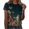 thumbnail image 2 of Puntoco moda adulta mujer cuello redondo manga corta tops camiseta estampados blusa suelta Puntoco Puntoco-7232, 2 of 6